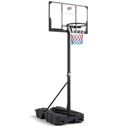 Foldable Basketball Hoop 7.54-10 ft Stepless Adjustable with PC Backboard - Black - Sport Equipments