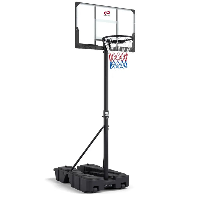 Foldable Basketball Hoop 7.54-10 ft Stepless Adjustable with PC Backboard - Black - Sport Equipments