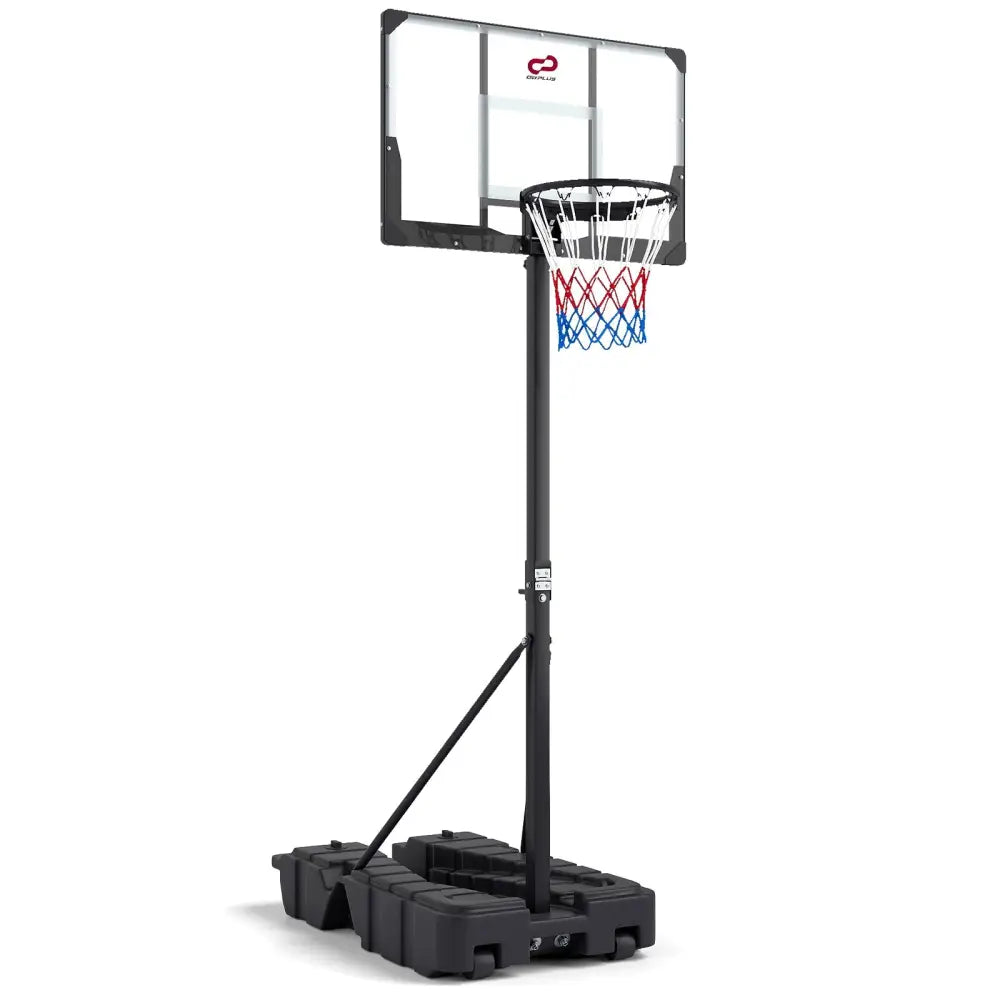Foldable Basketball Hoop 7.54-10 ft Stepless Adjustable with PC Backboard - Black - Sport Equipments