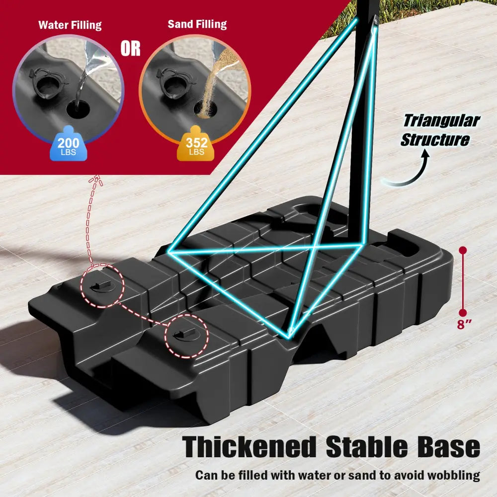 Foldable Basketball Hoop 7.54-10 ft Stepless Adjustable with PC Backboard - Black - Sport Equipments