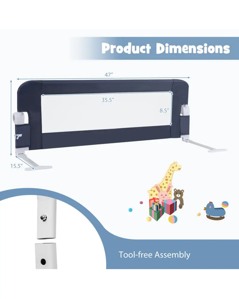 Foldable Bed Rail Swing Down Baby Bed Guard Rail-Gray - Gray - Bed Rails