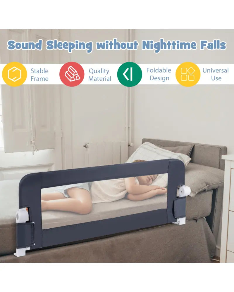 Foldable Bed Rail Swing Down Baby Bed Guard Rail-Gray - Gray - Bed Rails