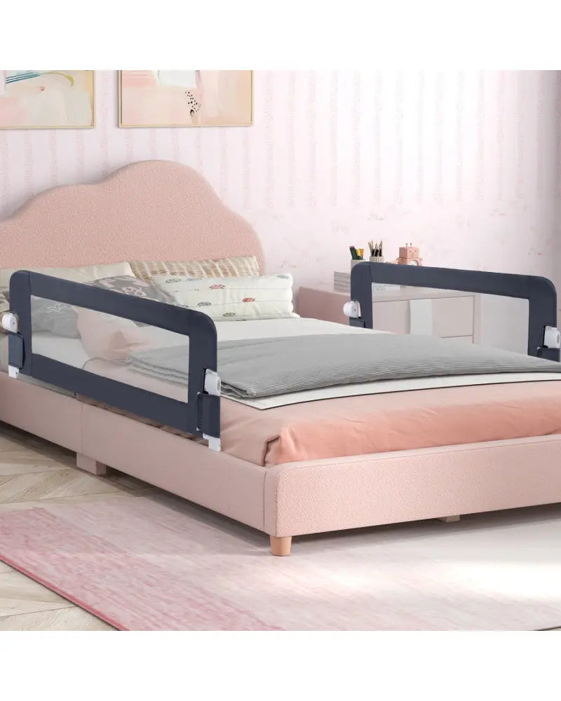 Foldable Bed Rail Swing Down Baby Bed Guard Rail-Gray - Gray - Bed Rails