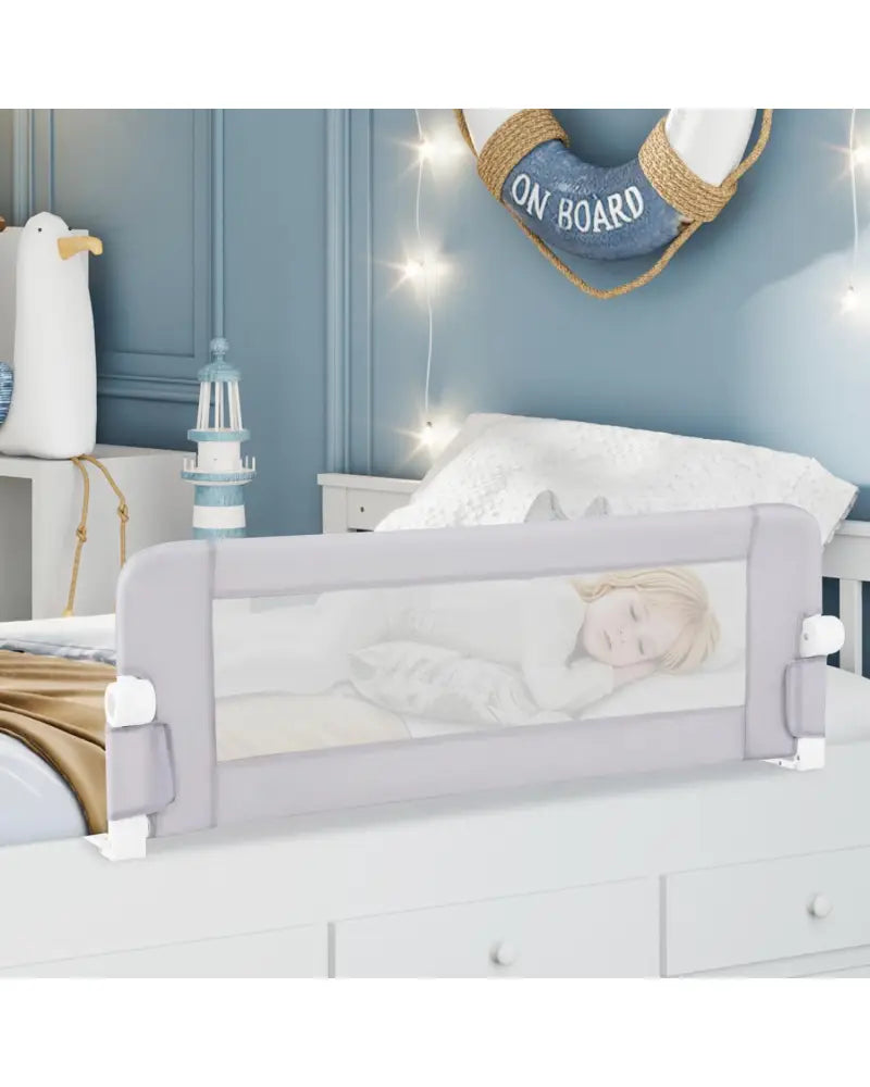 Foldable Bed Rail Swing Down Baby Bed Guard Rail-Light Gray - Light Gray - Bed Rails