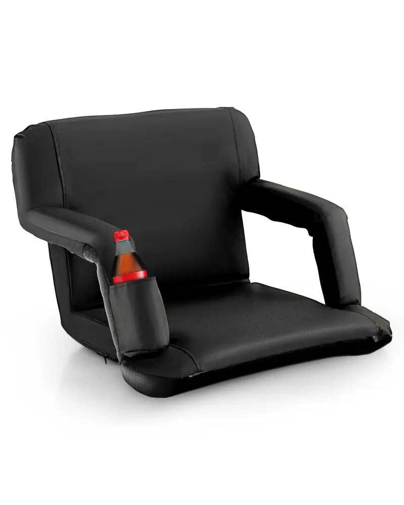 Foldable Bleacher Chair with 6 Reclining Positions and Padded Cushion-Black - Black - Outdoor Seating & Patio Chairs