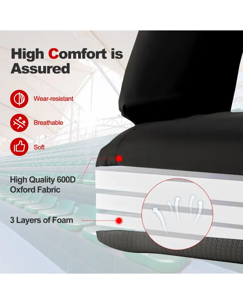 Foldable Bleacher Chair with 6 Reclining Positions and Padded Cushion-Black - Black - Outdoor Seating & Patio Chairs