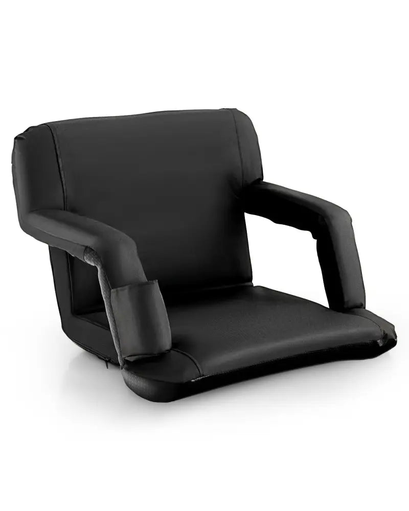 Foldable Bleacher Chair with 6 Reclining Positions and Padded Cushion-Black - Black - Outdoor Seating & Patio Chairs