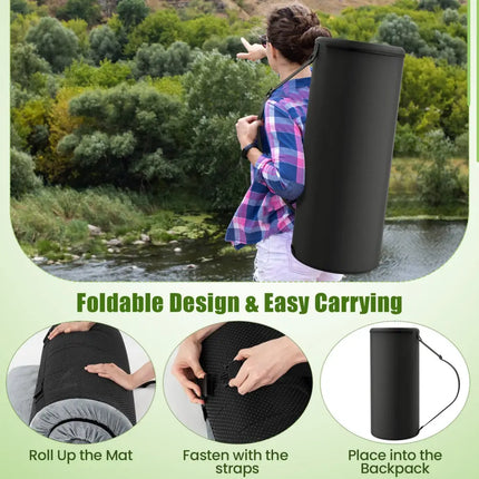 Foldable Camping Mattress with High density foam Cushion and Anti-slip Bottom-Gray - Gray - Air Mattresses & Sleeping