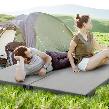 Foldable Camping Mattress with High density foam Cushion and Anti-slip Bottom-Gray - Gray - Air Mattresses & Sleeping