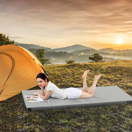 Foldable Camping Mattress with High density foam Cushion and Anti-slip Bottom-Gray - Gray - Air Mattresses & Sleeping
