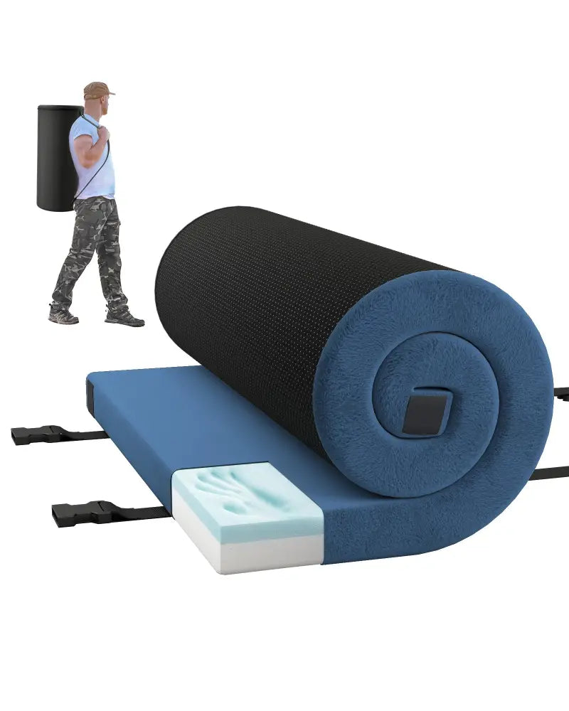 Foldable Camping Mattress with High density foam Cushion and Anti-slip Bottom-Navy - Navy - Air Mattresses & Sleeping