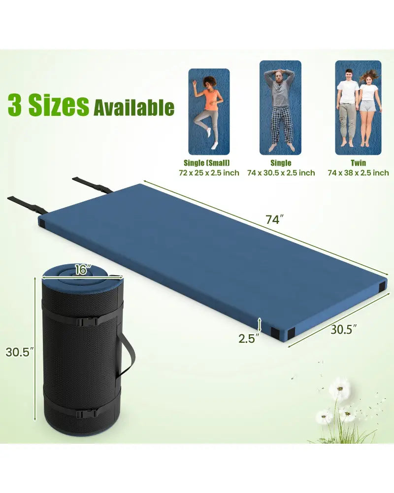 Foldable Camping Mattress with High density foam Cushion and Anti-slip Bottom-Navy - Navy - Air Mattresses & Sleeping