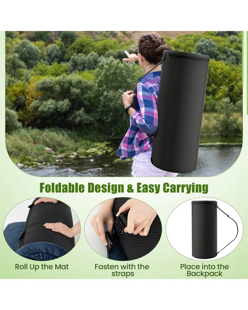 Foldable Camping Mattress with High density foam Cushion and Anti-slip Bottom-Navy - Navy - Air Mattresses & Sleeping