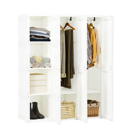Foldable Closet Clothes Organizer with 8 Cubby Storage - White - Clothing & Closet Storage