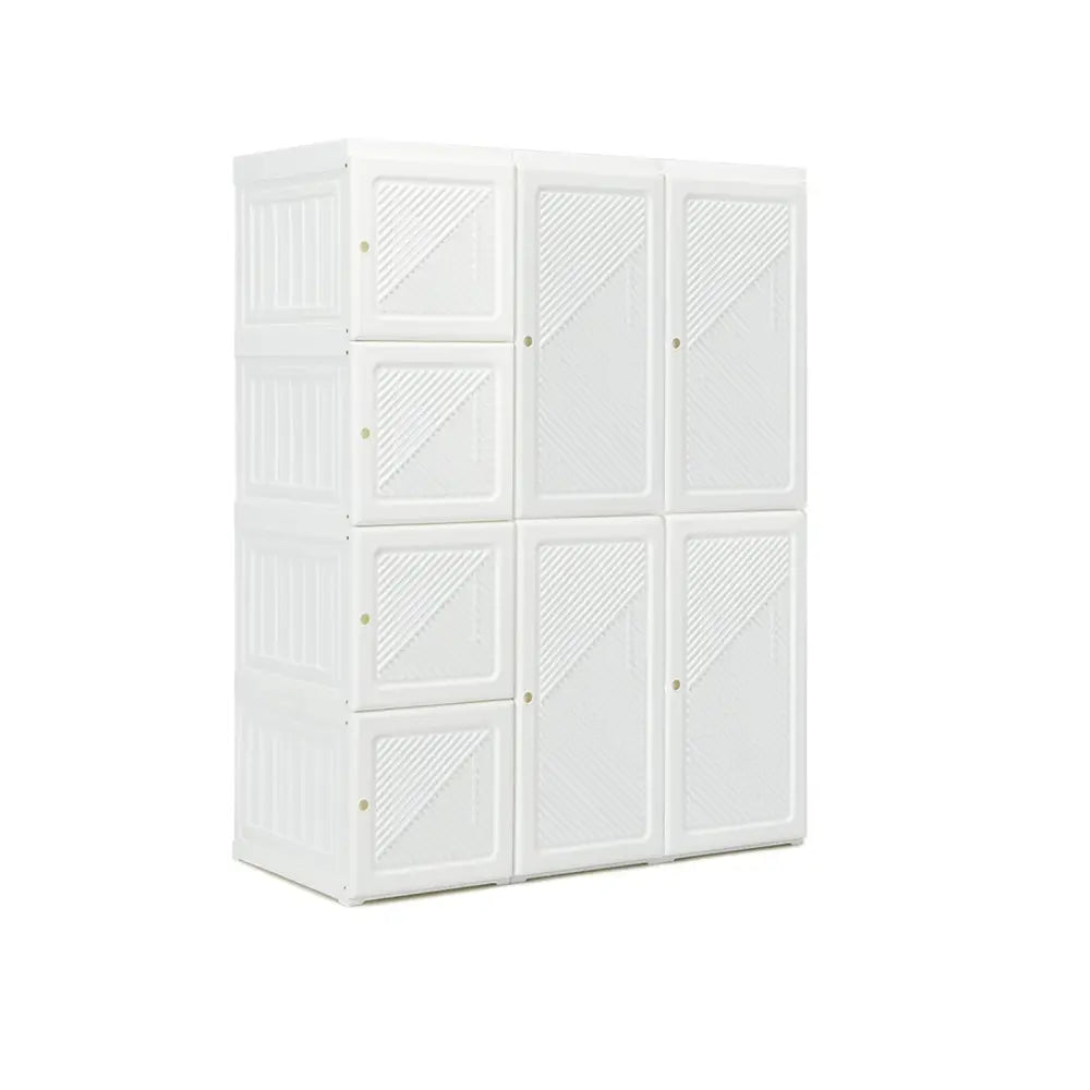 Foldable Closet Clothes Organizer with 8 Cubby Storage - White - Clothing & Closet Storage
