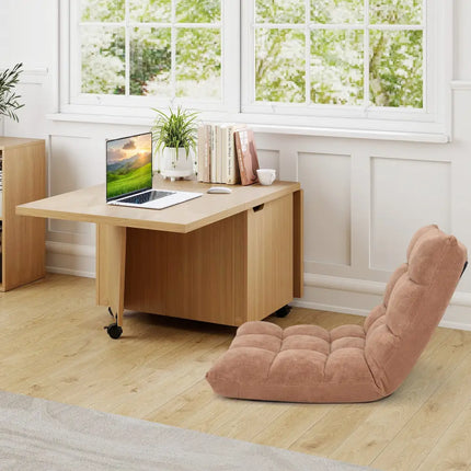 Foldable Coffee Table with Storage Cabinet Extendable Center Table-Oak - Oak - Coffee Tables