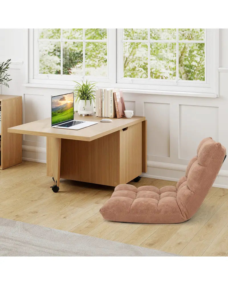 Foldable Coffee Table with Storage Cabinet Extendable Center Table-Oak - Oak - Coffee Tables
