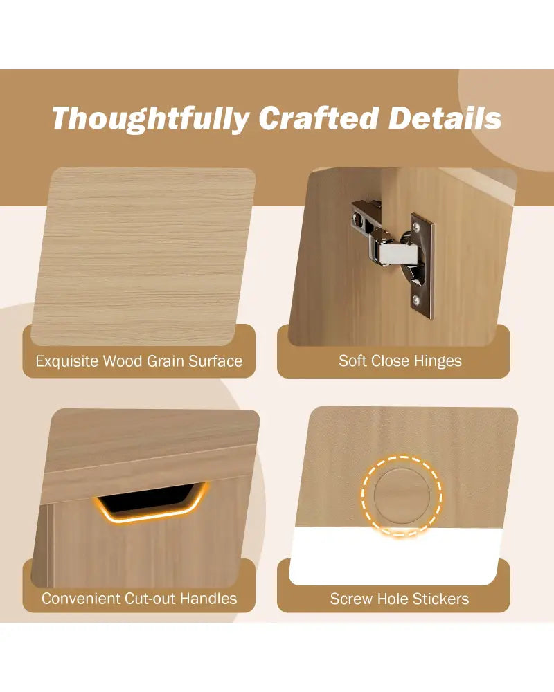 Foldable Coffee Table with Storage Cabinet Extendable Center Table-Oak - Oak - Coffee Tables