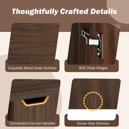 Foldable Coffee Table with Storage Cabinet Extendable Center Table-Walnut - Walnut - Coffee Tables