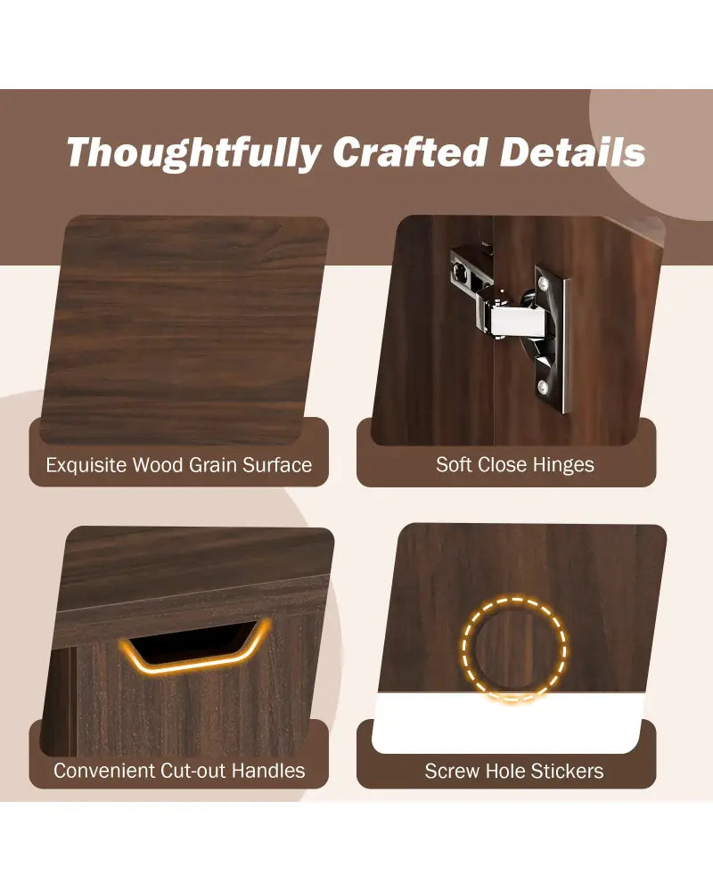 Foldable Coffee Table with Storage Cabinet Extendable Center Table-Walnut - Walnut - Coffee Tables