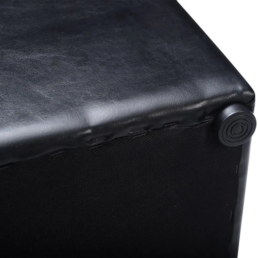 Foldable Cube Ottoman Pouffe Storage Seat-Black - Black - Ottomans