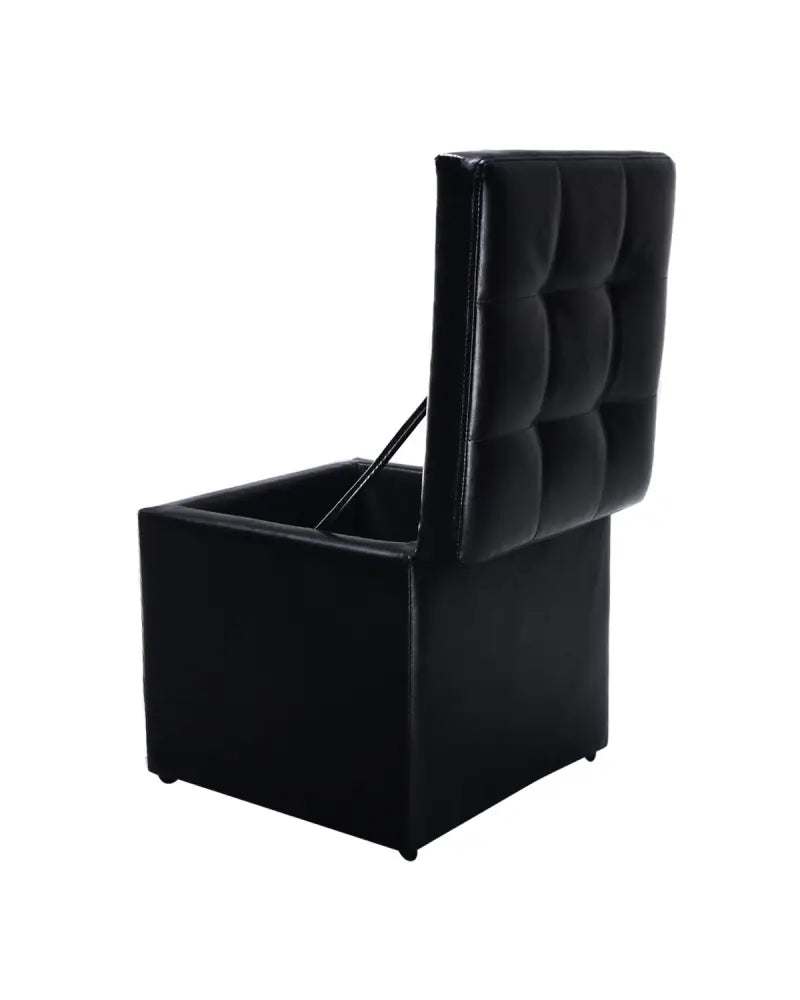 Foldable Cube Ottoman Pouffe Storage Seat-Black - Black - Ottomans