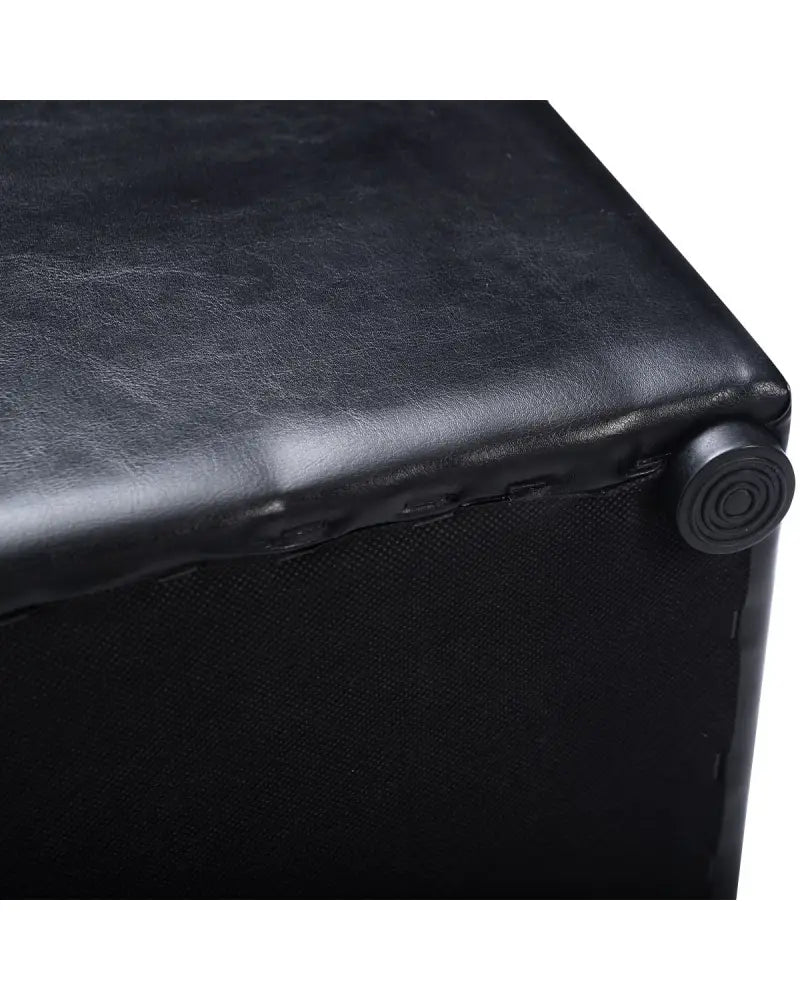 Foldable Cube Ottoman Pouffe Storage Seat-Black - Black - Ottomans