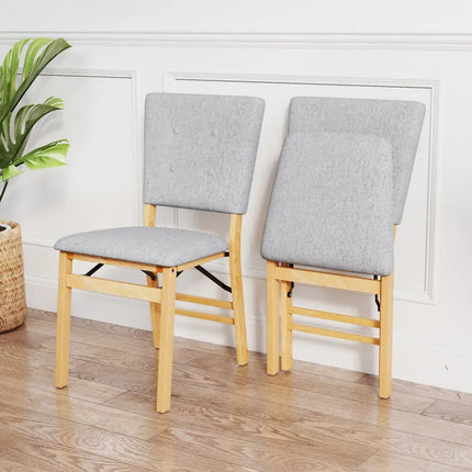 Foldable Dining Chair Set of 2 Armless Kitchen Chair with Padded Seat and Tilt Backrest-Gray - Gray - Dining Chairs