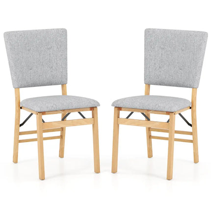 Foldable Dining Chair Set of 2 Armless Kitchen Chair with Padded Seat and Tilt Backrest-Gray - Gray - Dining Chairs