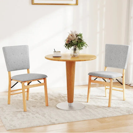Foldable Dining Chair Set of 2 Armless Kitchen Chair with Padded Seat and Tilt Backrest-Gray - Gray - Dining Chairs