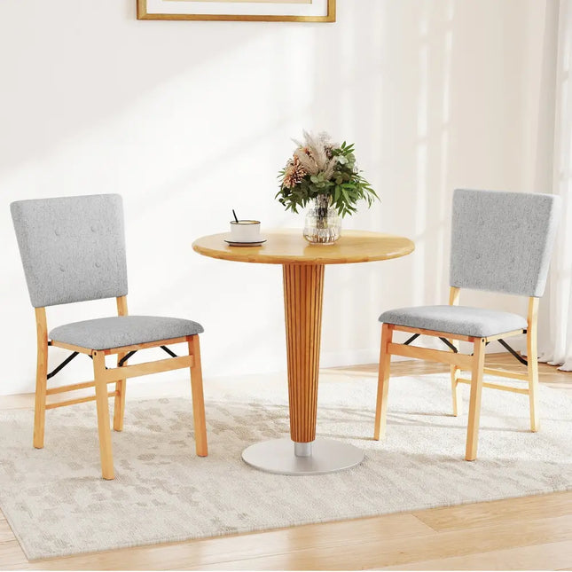 Foldable Dining Chair Set of 2 Armless Kitchen Chair with Padded Seat and Tilt Backrest-Gray - Gray - Dining Chairs