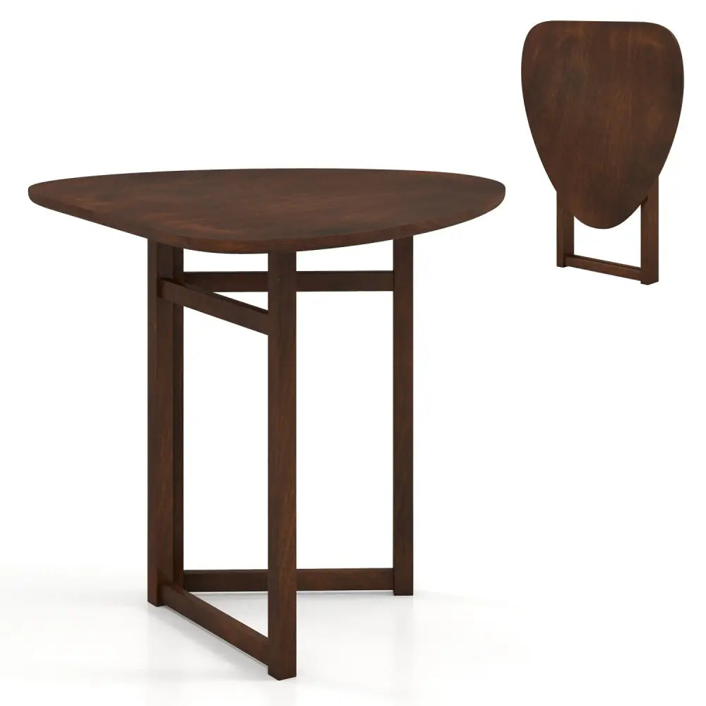 Foldable Dining Table 31.5’’ Triangular Small Kitchen Table for 2-Walnut - Walnut - Dining Tables