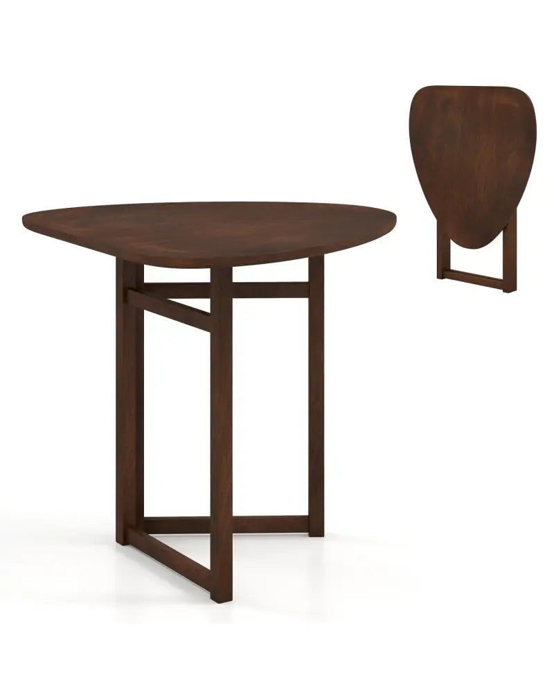 Foldable Dining Table 31.5’’ Triangular Small Kitchen Table for 2-Walnut - Walnut - Dining Tables