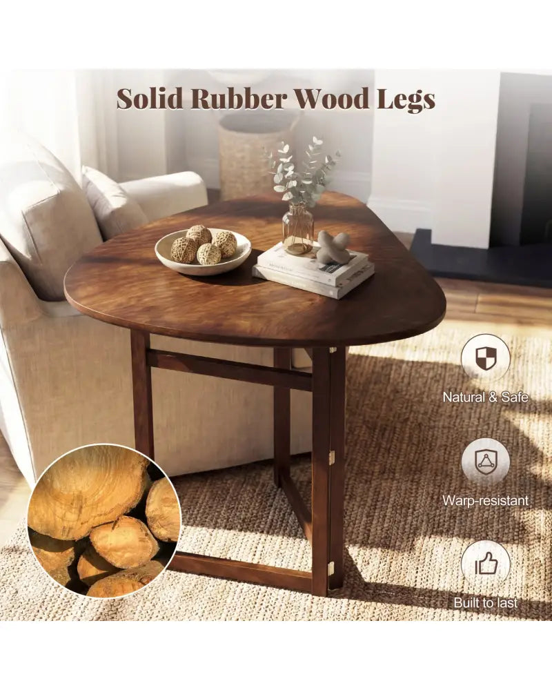 Foldable Dining Table 31.5’’ Triangular Small Kitchen Table for 2-Walnut - Walnut - Dining Tables