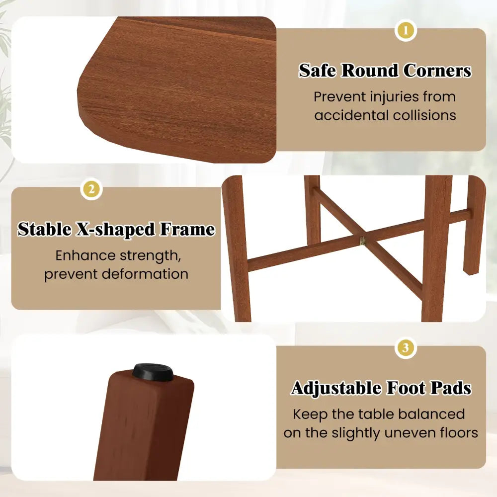 Foldable Dining Table for 2-4 People with Rubber Wood Legs for Small Space-Walnut - Walnut - Dining Tables