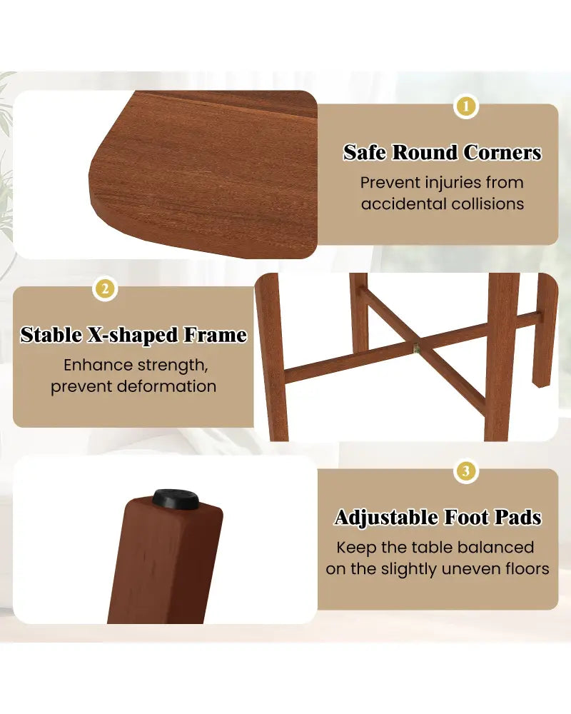 Foldable Dining Table for 2-4 People with Rubber Wood Legs for Small Space-Walnut - Walnut - Dining Tables