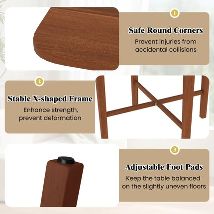 Foldable Dining Table for 2-4 People with Rubber Wood Legs for Small Space-Walnut - Walnut - Dining Tables