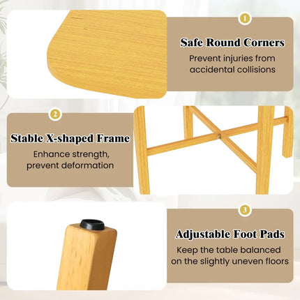 Foldable Dining Table for 2-4 People with Rubber Wood Legs for Small Space-Natural - Natural - Dining Tables
