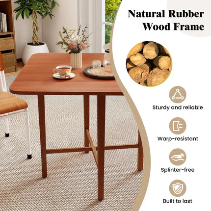 Foldable Dining Table for 2-4 People with Rubber Wood Legs for Small Space-Walnut - Walnut - Dining Tables
