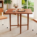 Foldable Dining Table for 2-4 People with Rubber Wood Legs for Small Space-Walnut - Walnut - Dining Tables