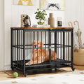 Foldable Dog Crate Furniture with Removable Tray and Lockable Door-L - Black - Dog Kennels