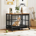 Foldable Dog Crate Furniture with Removable Tray and Lockable Door-S - Black - Dog Kennels