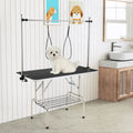 Foldable Dog Grooming Table with Height Adjustable Arms-Black - Black - Dog Supplies