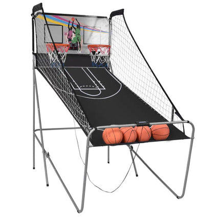 Foldable Double Electronic Basketball Game with 4 Balls Indoor - Gray - Game Room