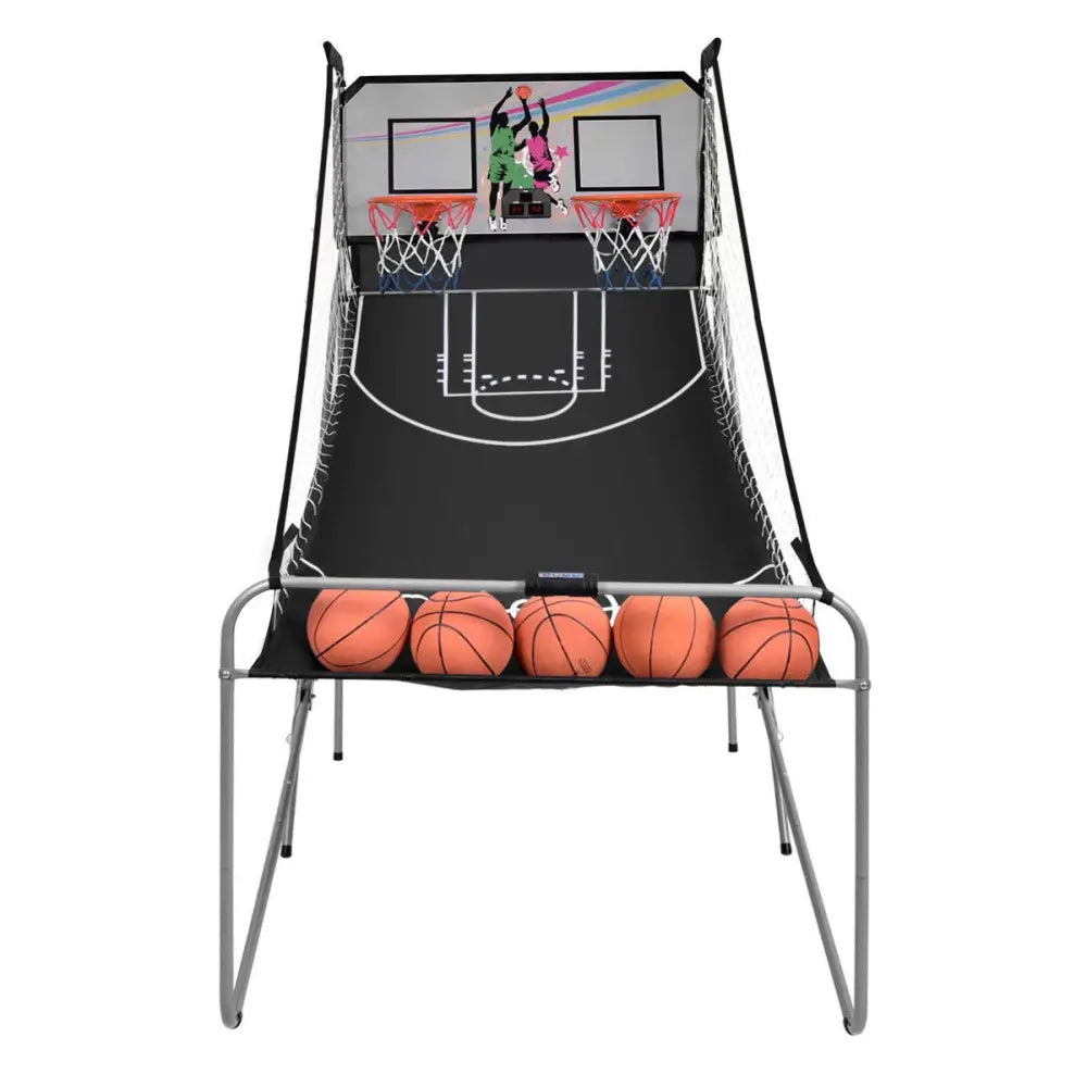 Foldable Double Electronic Basketball Game with 4 Balls Indoor - Gray - Game Room