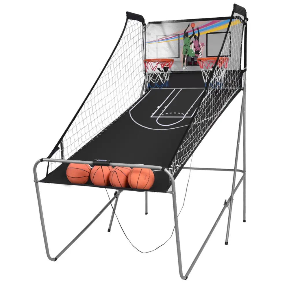 Foldable Double Electronic Basketball Game with 4 Balls Indoor - Gray - Game Room