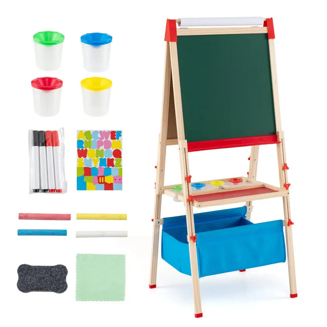 Foldable Double-sided Easel with Magnetic Chalkboard for Kids-Multicolor - Multicolor - Art Easels