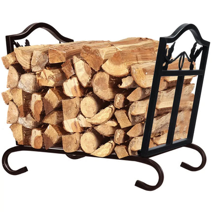 Foldable Firewood Log Rack Steel Wood Storage Holder - Black - Log Storage