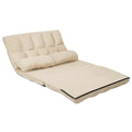 Foldable Floor 6-Position Adjustable Lounge Couch-Beige - Beige - Floor Chairs