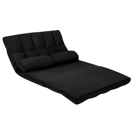 Foldable Floor 6-Position Adjustable Lounge Couch-Black - Black - Floor Chairs